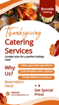 White Modern & Minimal  Orange And Red Modern Thanksgiving Catering Services Tiktok Story  Tiktok Vi template