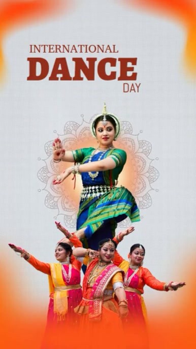 White Modern & Minimal Orange And White Dynamic International Dance Day Mobile Video Instagram Reel template