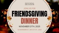 White Modern & Minimal Orange Friendsgiving Tampilan Digital (16:9) template