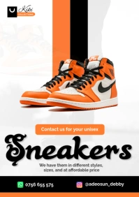 White Modern & Minimal Orange Sneaker Shop  A3 template