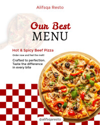 White Modern & Minimal Our Best Menu Pizza Instagram Portrait template