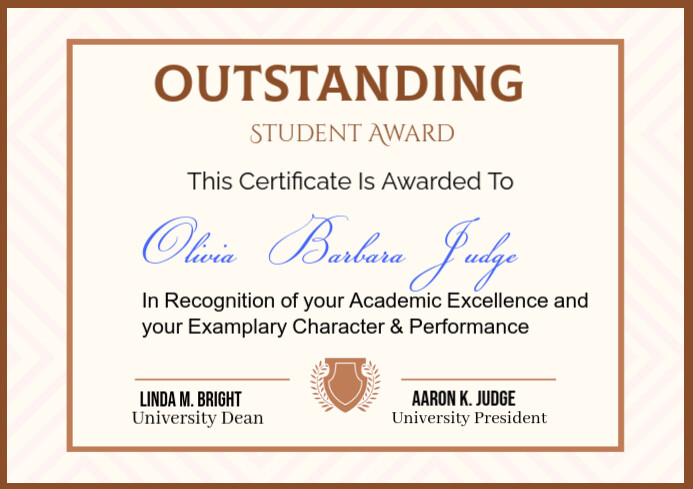 White Modern & Minimal Outstanding Student Award Certificate  A4 template