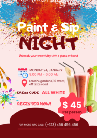 White Modern & Minimal Paint & Sip Night A2 template
