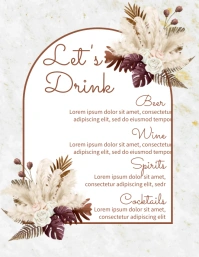 White Modern & Minimal Pampas Grass Drink Men Flyer (US Letter) template