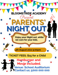 White Modern & Minimal Parents' Night Out Flyer (us Letter) template