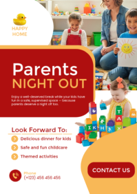 White Parents Night Out Event A2 Template