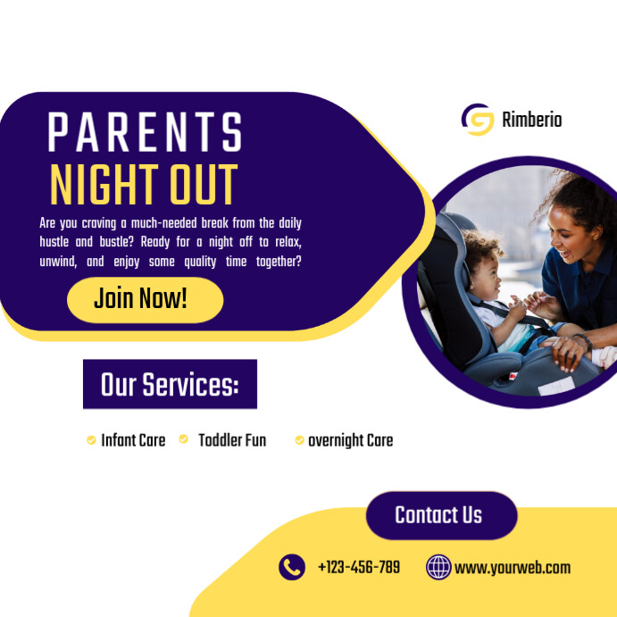 White Modern & Minimal Parents Night Out Poster Template Design ...