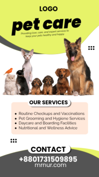 White Modern & Minimal Pet Care Services Instagram Story template