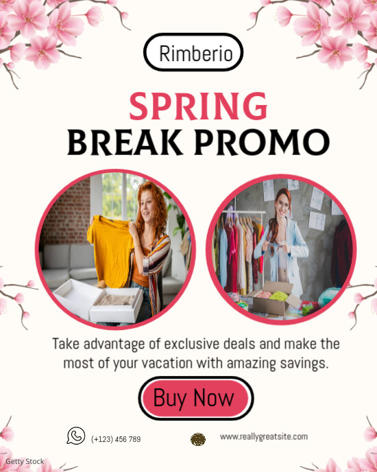 White Modern & Minimal Pink And White Minimalist Spring Break Promo Instagram Post Instagram Portrai template