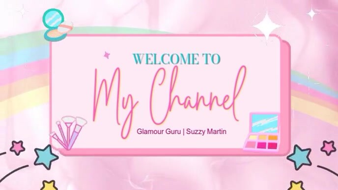 White Modern & Minimal Pink Pastel Feminine Welcome To My Channel Intro Youtube Video Digital Displa Digitalt display (16:9) template