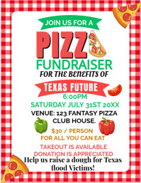 White Modern & Minimal Pizza Fundraiser Template  Flyer (us Letter)