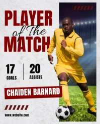 White Modern & Minimal Player Of The Match Instagram Portrait template