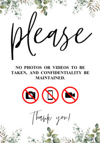White Modern & Minimal Please Keep This Event Private Sign A4 template