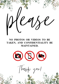 White Modern & Minimal Please Keep This Event Private Sign A4 template