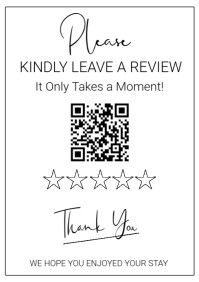 White Modern & Minimal Please Leave A Review Airbnb A4 template