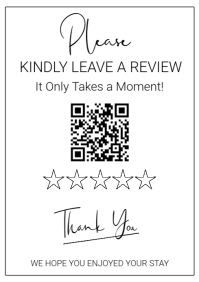 White Modern & Minimal Please Leave A Review Airbnb A4 template