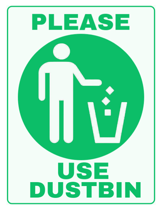 White Modern & Minimal Please Use The Dustbin Warning Sign  Flyer (us Letter) template