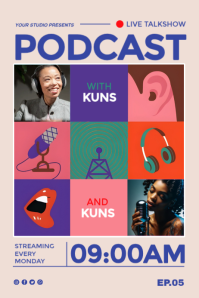 White Modern & Minimal Podcast Promotion Poster โปสเตอร์ template