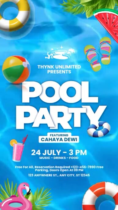 White Modern & Minimal Pool Party Instagram Reel template