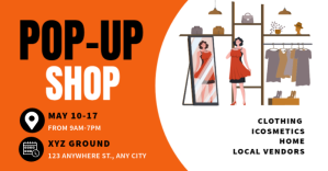White Modern & Minimal Pop-Up Shop Event Facebook Shared Image template