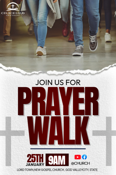 White Prayer Walk Posters Template | PosterMyWall