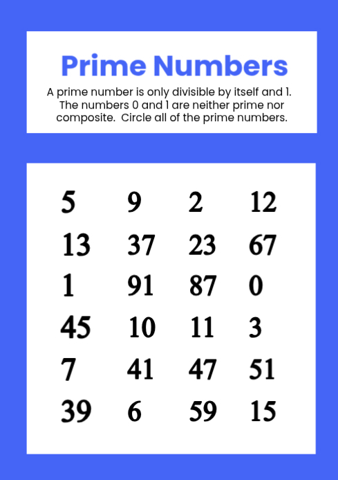 White Modern & Minimal Prime Numbers A4 Template | PosterMyWall