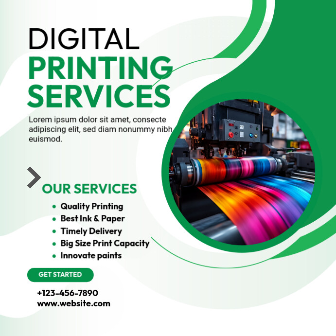 White Modern & Minimal Printing Services Square (1:1) Template ...