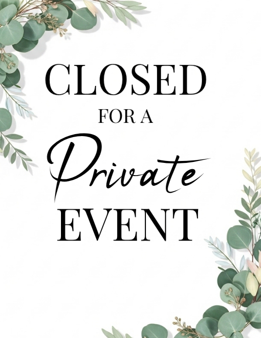 Plantilla de White Modern & Minimal Private Event Closure Flyer ...