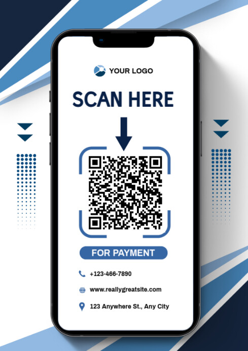 White Modern & Minimal Qr Code A4 template