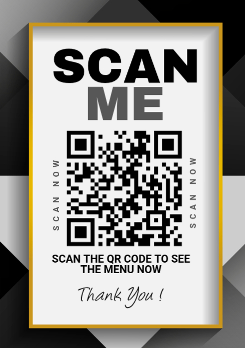 White Modern & Minimal QR Code Menu A4 Template | PosterMyWall