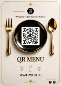 White QR Code Menu A6 Template