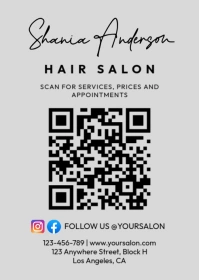 White Modern & Minimal QR Code Online Order And Pricelist For Hair Salon A6 template