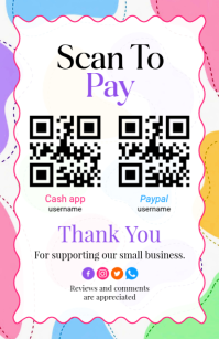 White QR Code Payment Mezza pagina Wide Template