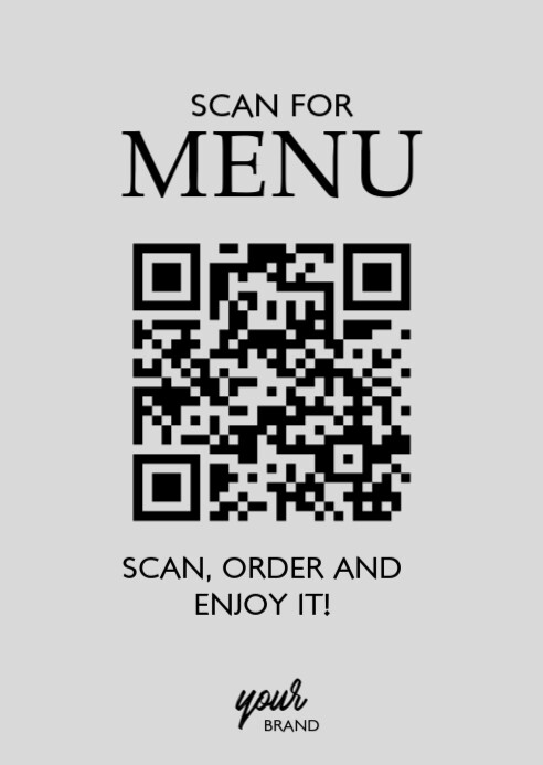White Modern & Minimal QR Scan For Menu A6 template