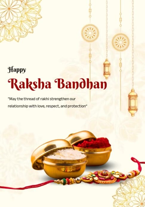 White Modern & Minimal Raksha Bandhan Video Wish Flyer Design A4 template