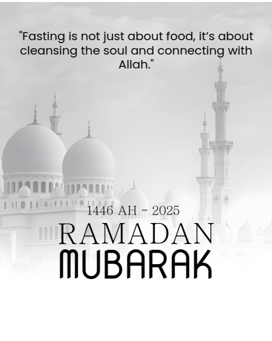 White Modern & Minimal Ramadan Mubarak Instagram Portrait template