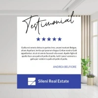 White Modern & Minimal Recension Client Review Customer Testimonial Template Blue And White Colors I Message Instagram