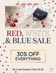 White Modern & Minimal Red, White & Blue Sale Flyer template