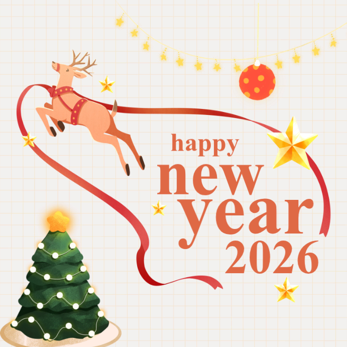 White Modern & Minimal Red And Gold Playful New Year 2026 Instagram ...