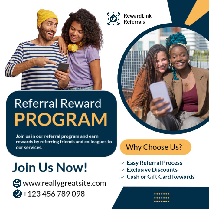 White Modern & Minimal Referral Program Instagram Post template