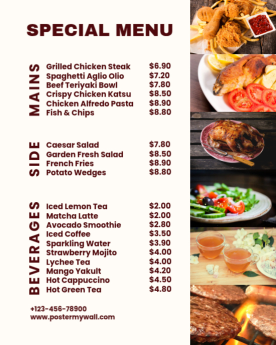 Restaurant Special Menu Template | PosterMyWall