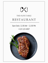 White Restaurant Menu Ulotka Template - Page 1