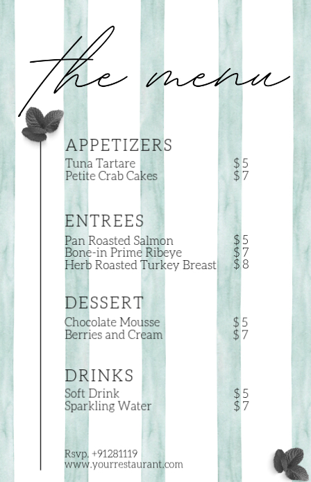 White Modern & Minimal Restaurant Menu Tabloid Template | PosterMyWall
