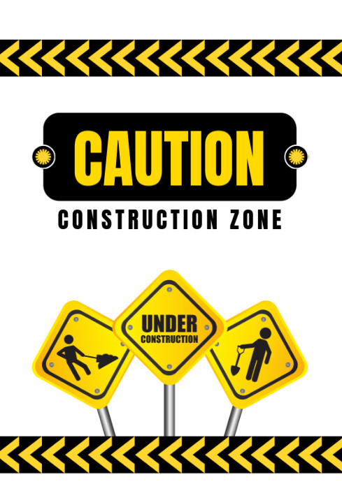 White Modern & Minimal Road Under Construction Poster A3 template