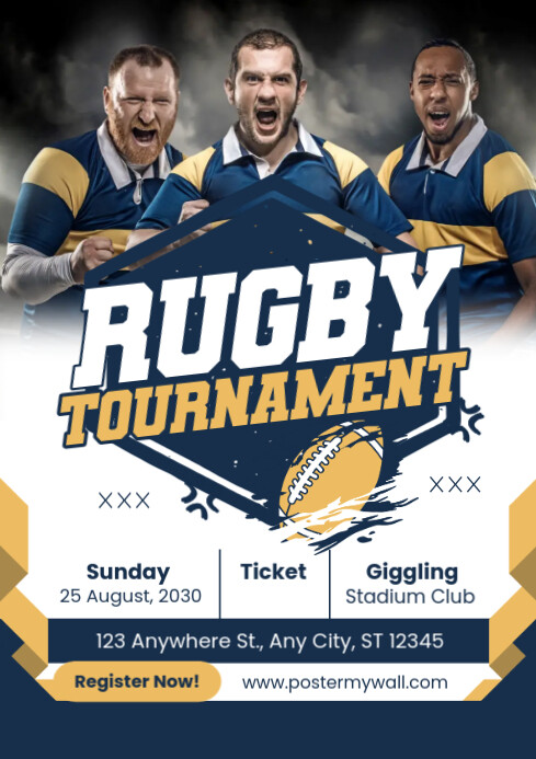 White Modern & Minimal Rugby Tournament A4 template