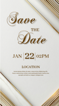 White Modern & Minimal Save the Date Announcement Instagram Story Instagram-verhaal template