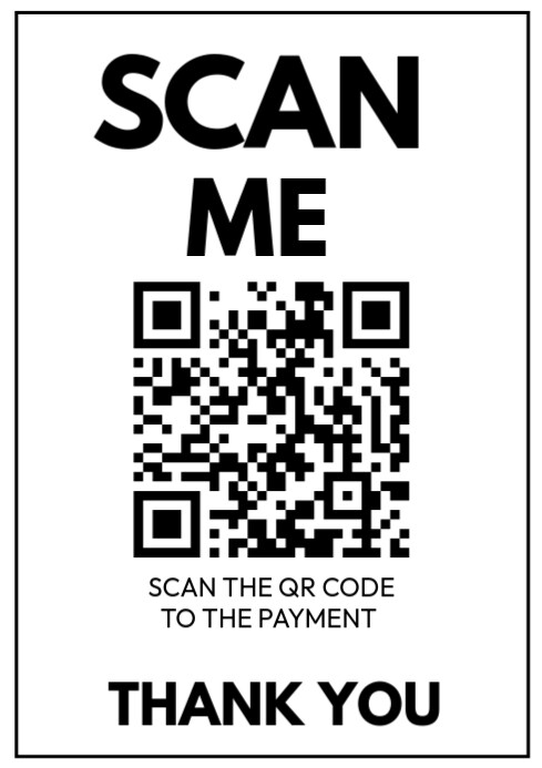 White Modern & Minimal Scan For The Payment  A4 template