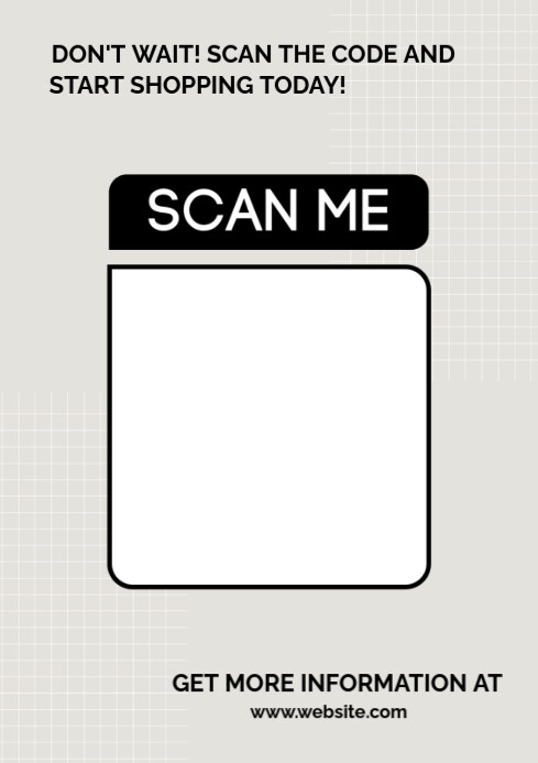 White Modern & Minimal Scan Here Qr Code Flyers  A4 template