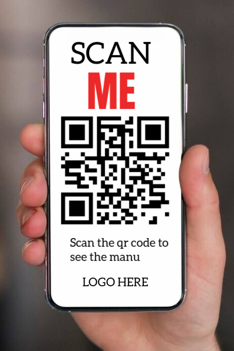 White Modern & Minimal Scan Me Qr Code  Poster template