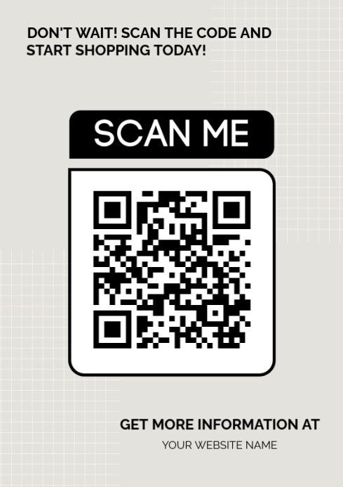 White Modern & Minimal Scan Qr Code Flyers  A4 template